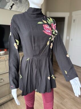 Free People Black Heathered Knit Top